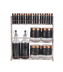 SET DE 13 PORTES A EPICES ET HUILE  AVEC SUPPORT